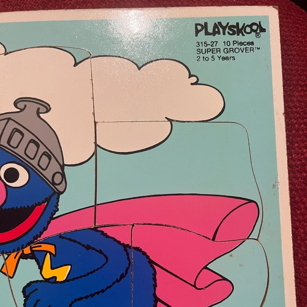 Playskool Sesame Street Super Grover 10 Pcs Wood Puzzle Muppets Vintage 70s